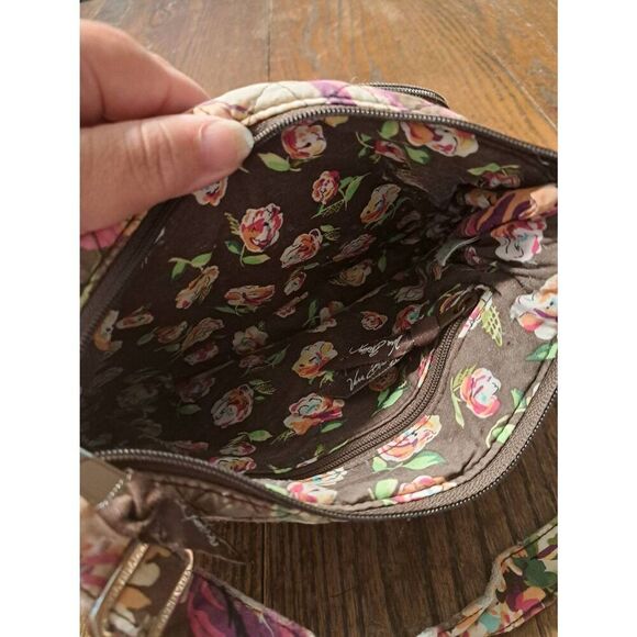 Vera Bradley Quilted Floral Purse Bag Brown Green Orange Pink Fixer Upper READ - Picture 9 of 12